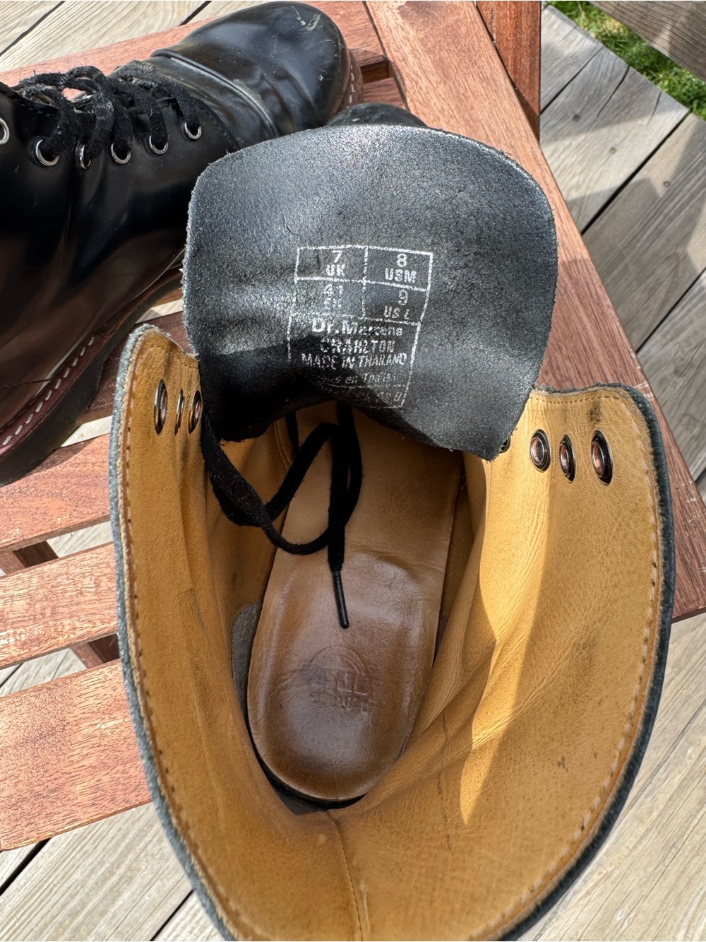Vintage Dr. Martens 8-Eye Black Leather Cap Toe Boots | Men’s - Picture 8 of 9